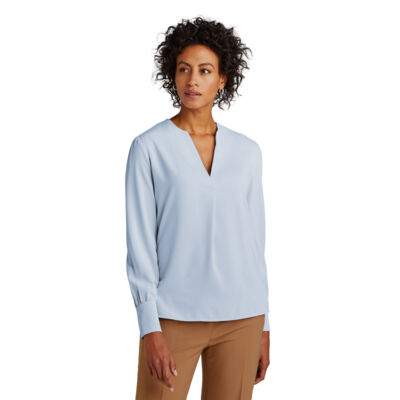 Women's Open Neck Satin Blouse Thumbnail