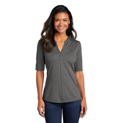 Ladies Stretch Heather Open Neck Top Thumbnail
