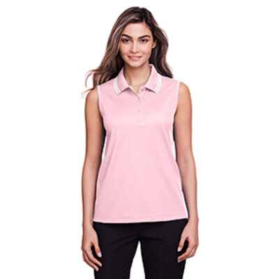 Ladies' CrownLux Performance™ Plaited Tipped Sleeveless Polo Thumbnail