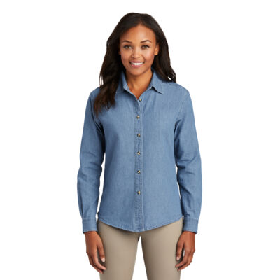 Ladies Long Sleeve Value Denim Shirt Thumbnail