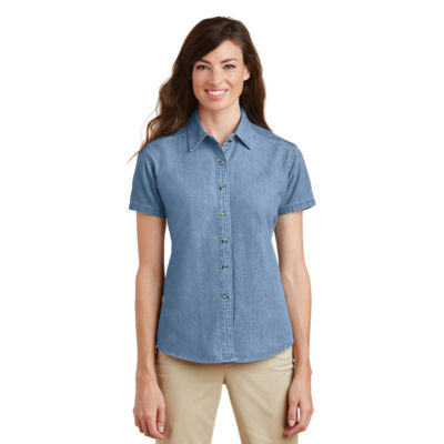 Ladies Short Sleeve Value Denim Shirt Thumbnail